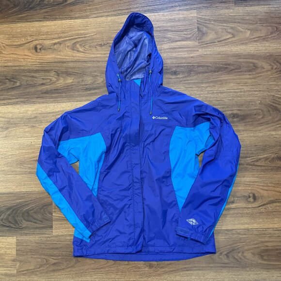 Columbia Rain Wind Jacket Womens Large Blue Two Toned Outdoor Coat - Picture 1 of 6